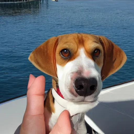 Prompt: beagle giving a thumbs up in the style of bored ape nft yacht club