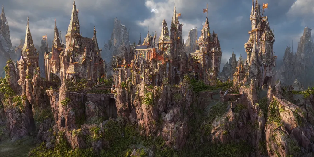 Image similar to a fantasy castle, extremely detailed, Behrens style, unreal 5 render, fantasy digital art, octane render, beautiful composition, trending on artstation, award-winning photograph, masterpiece