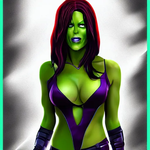 Image similar to full body portrait of kate beckinsale as gamora ( guardians of the galaxy ), beautiful face, digital art