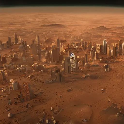 Image similar to futuristic city in the mars design by norman foster unreal engine 8k