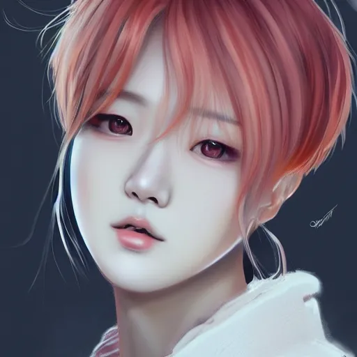 Image similar to detailed beautiful character art of park jimin, jimin on amino by sakimichan patreon, wlop, weibo high quality art on artstation