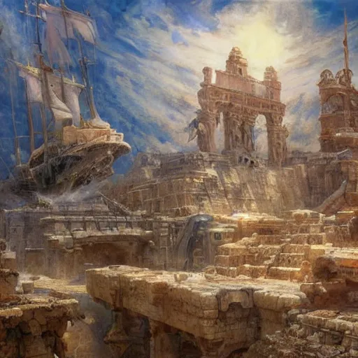 Prompt: underwater city, ancient greece, highly detailed painting by gaston bussiere, craig mullins, j. c. leyendecker 8 k