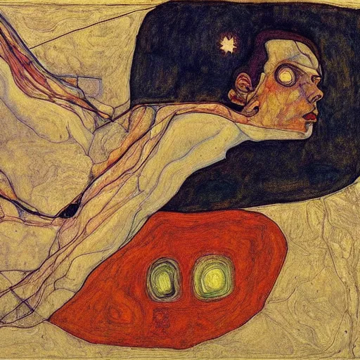 Image similar to Liminal space in outer space by Egon Schiele