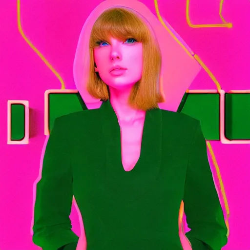 Image similar to a neon album cover for Taylor Swift