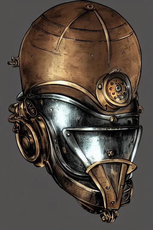 Image similar to steampunk helmet fantasy art mask robot ninja stylized digital illustration sharp focus, elegant intricate digital painting artstation concept art global illumination ray tracing advanced technology chaykin howard and campionpascale and cooke darwyn and davis jack