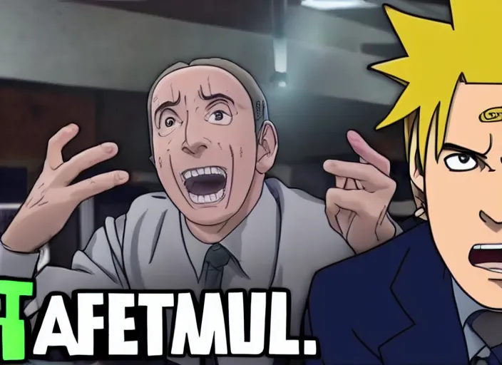 Image similar to youtube thumbnail saul goodman reacting to naruto