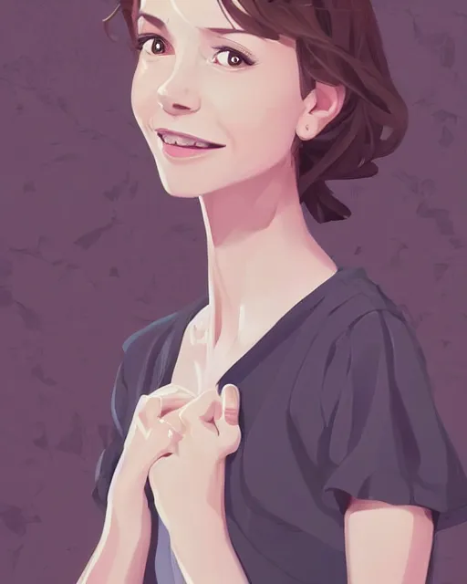 Prompt: a portrait painting of sabrina lloyd / perdita weeks / nicole de boer hybrid, gentle expression, smiling, elegant clothing, scenic background, clean cel shaded vector art. shutterstock. behance hd by lois van baarle, artgerm, helen huang, by makoto shinkai and ilya kuvshinov, rossdraws, illustration