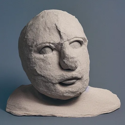 Prompt: a clay sculpture of a face made out of the platonic solids