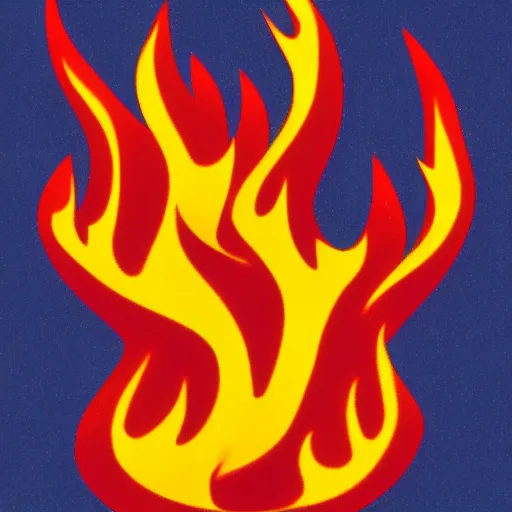 Prompt: 2 d pictogram of flames coming out the top