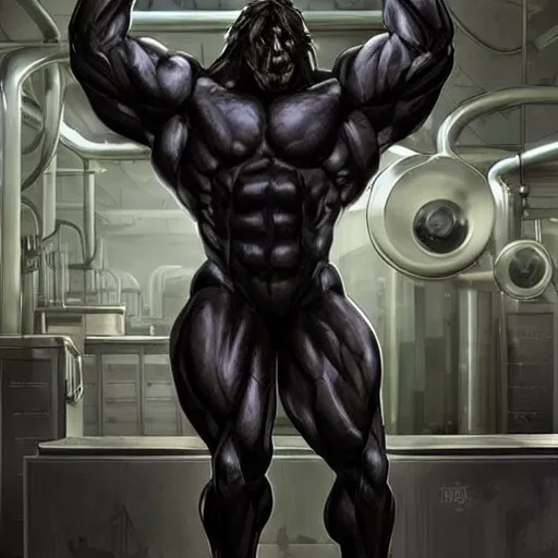 Prompt: splash art of a hyper - muscular black - coated anthropomorphic horse character in a research facility wearing a combat kevlar outfit, long hair, bodybuilder physique, highly detailed, furry, furaffinity, digital painting, artstation, sharp focus, illustration, art by artgerm, greg rutkowski, alphonse mucha