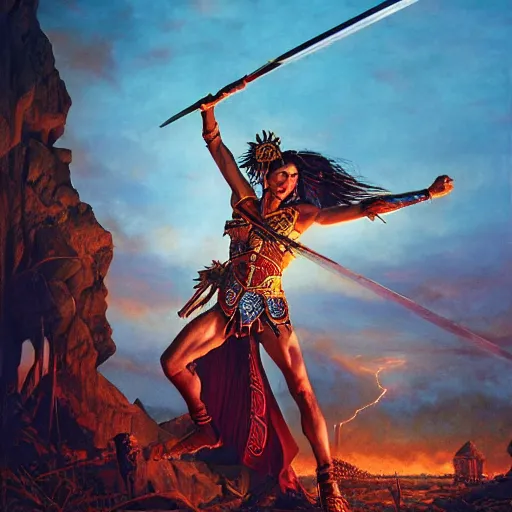 Prompt: epic beautiful young warrior maiden fighting against injustice under ritual lit night Micheal Whelan, Jeff Easley photorealistic, cinematic, fantastic reality, detailed, intricate dramatic lighting, establishing shot, 8k resolution – W 1024