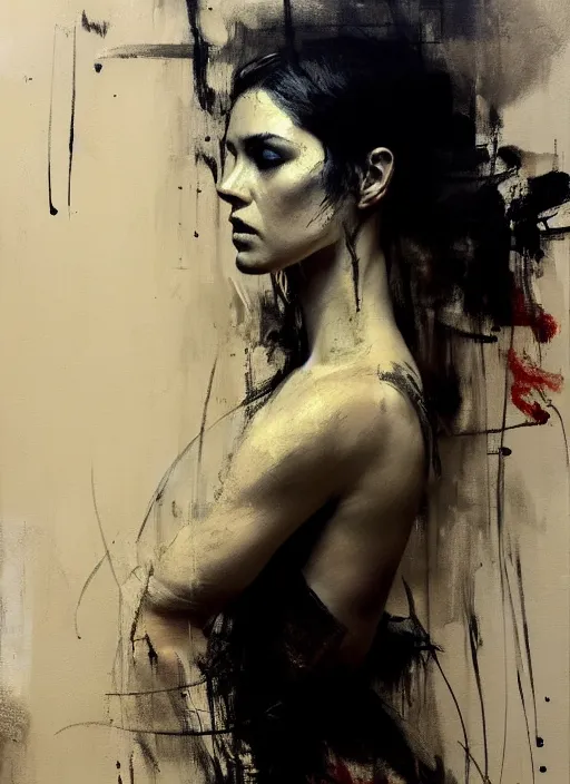 Prompt: photo of a gorgeous young woman in the style of Guy Denning, draped in flowing fabric, realistic, sharp focus, 8k high definition, insanely detailed, intricate, elegant, art by Guy Denning and Jeremy Mann