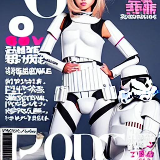 Image similar to stormtroopers in gyaru fashion on the cover of vogue, fashion photography, highly detailed