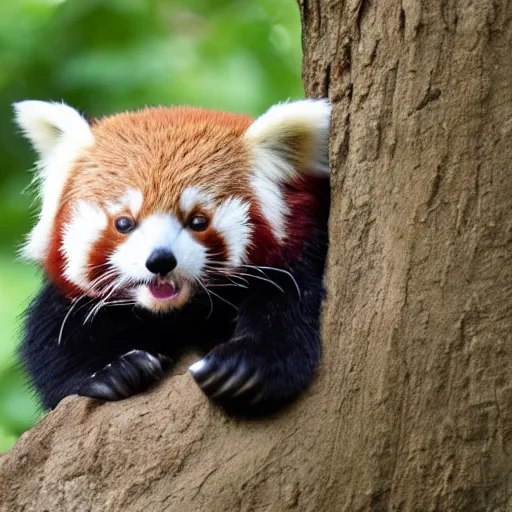 Prompt: red panda showing middle finger