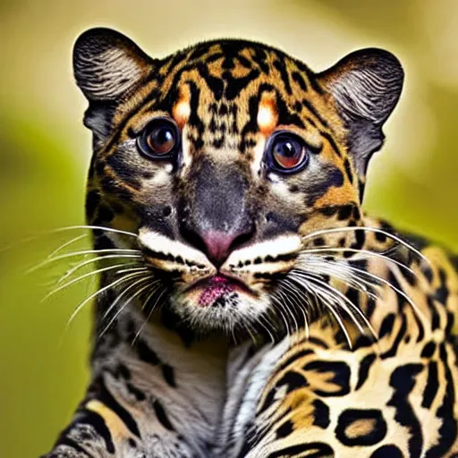 Prompt: a clouded - leopard wearing a flat - top - hat, national geographic, highly detailed