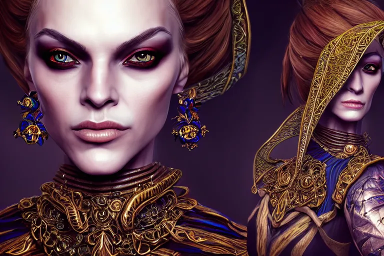 Image similar to a full portrait of a beautiful woman wearing, wearing extremely detailed attire, slim complexity, extremely detailed eyes, medievil, dnd, extremely detailed, high quality, trending on artstation, photo realistic