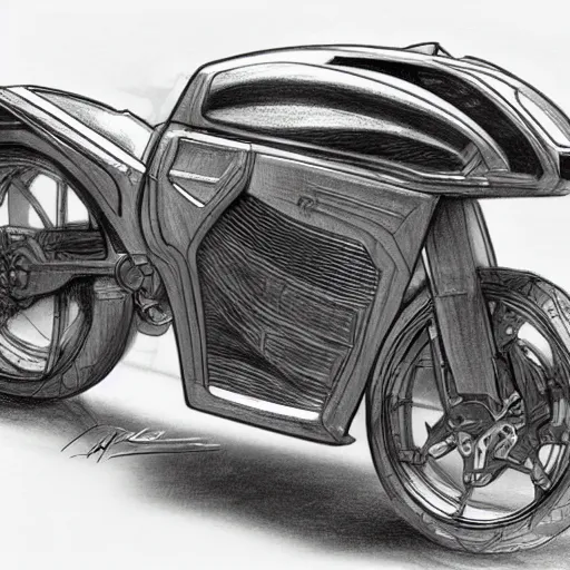 Image similar to drawing of strange concept motorcycle by Japanese engineers, blade runner style, 3d, photorealism