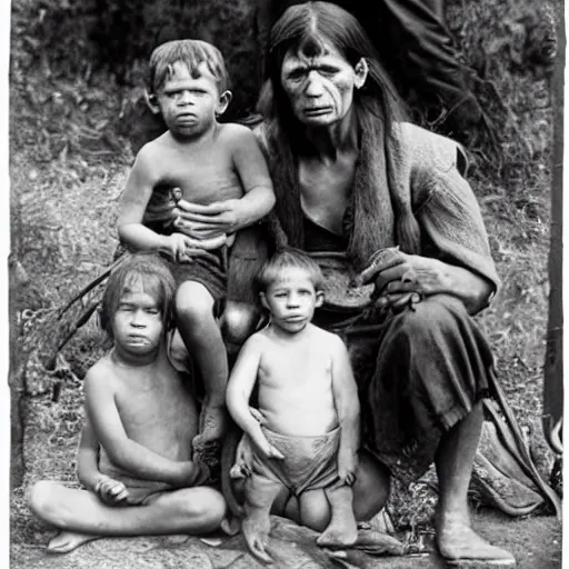 Image similar to a family of Neanderthals photographed by Dorothea Lange