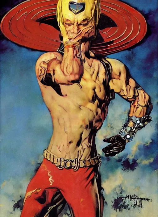 Prompt: full body and head portrait of udo kier as marvel sandman, dynamic action, painted by norman rockwell and phil hale and greg staples and tom lovell and frank schoonover and jack kirby