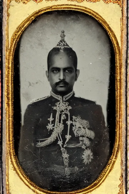 Image similar to a tintype photo of the sultan of india