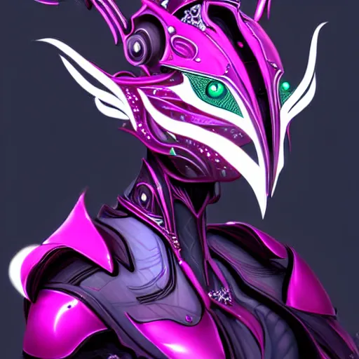 Prompt: highly detailed exquisite fanart, of a beautiful female warframe, but as a stunning anthropomorphic robot female dragon, robot dragon head, off-white plated armor, bright Fuchsia skin, elegant pose, full body shot, epic cinematic shot, realistic, professional digital art, high end digital art, DeviantArt, artstation, Furaffinity, 8k HD render, epic lighting, depth of field