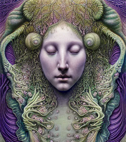 Prompt: detailed realistic beautiful reef goddess face portrait by jean delville, gustave dore, iris van herpen and marco mazzoni, art forms of nature by ernst haeckel, art nouveau, symbolist, visionary, gothic, neo - gothic, pre - raphaelite, fractal lace, intricate alien botanicals, ai biodiversity, surreality, hyperdetailed ultrasharp octane render