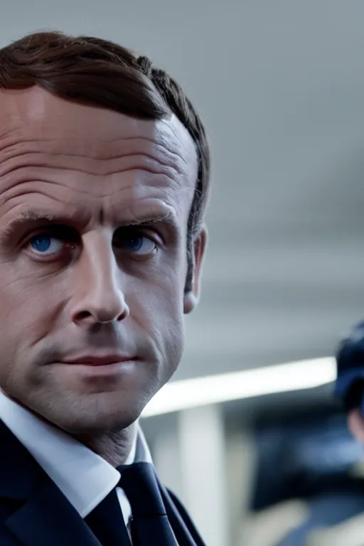 Image similar to [a still of Macron in the movie Star Wars, evil, 4k, HD, high quality]