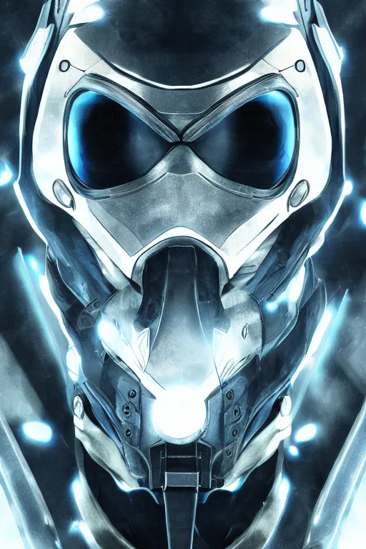 Image similar to cyber cyborg ninja mask helmet metal gear solid artic suit swat commando, global illumination ray tracing hdr fanart arstation by sung choi and eric pfeiffer and gabriel garza and casper konefal, a spectacular view cinematic rays of sunlight comic book illustration, by john kirby