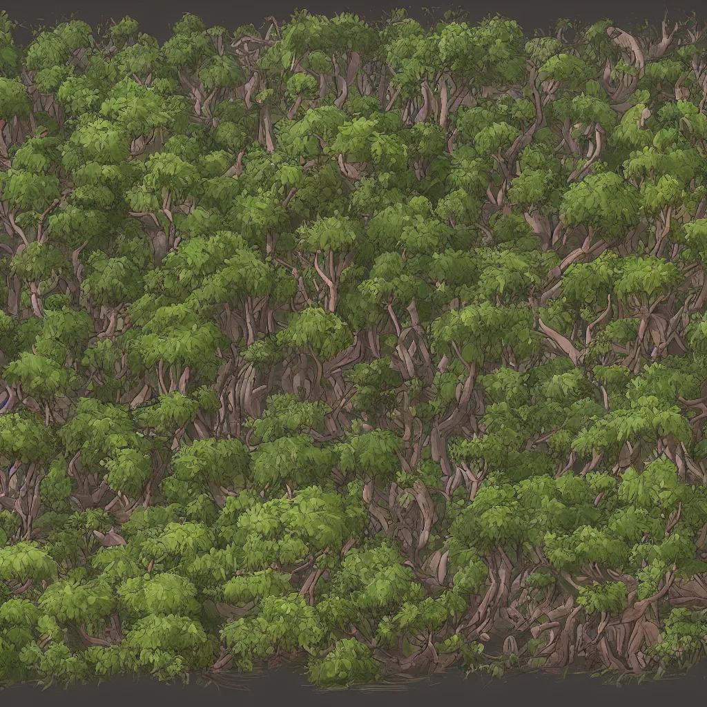 Prompt: lush bushes concept art, detailed diagrams, aesthetic, artstation