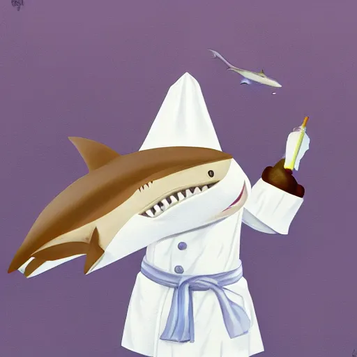 Prompt: Shark in Chef outfit, trending on artstation painting