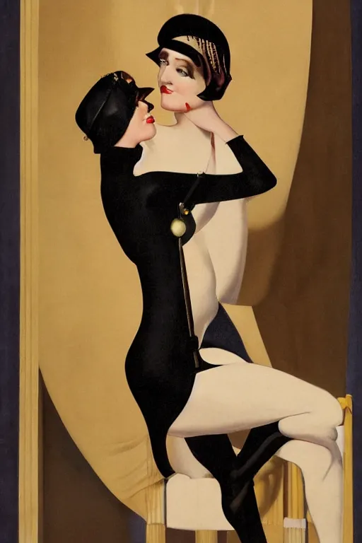 Image similar to a oil painting depicting a Jazz Age high society figure, 1920s style, smooth, highly detailed, high contrast, Coles Phillips, Dean Cornwell, JC Leyendecker, 8K