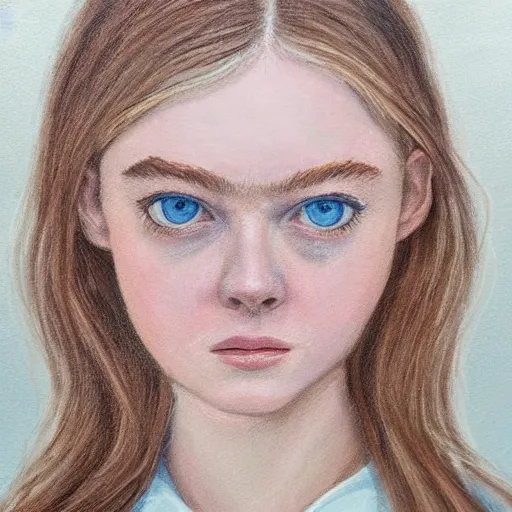 Image similar to professional painting of Elle Fanning in the style of Alan Bean, head and shoulders portrait, symmetrical facial features, smooth, sharp focus, illustration, intricate, stormy weather, extremely detailed masterpiece,