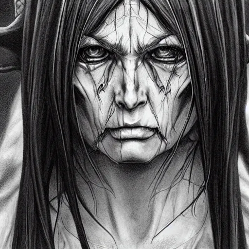 Prompt: a game art portrait, powerful female angry fantasy elf witch, by Takehiko Inoue, hyperrealism