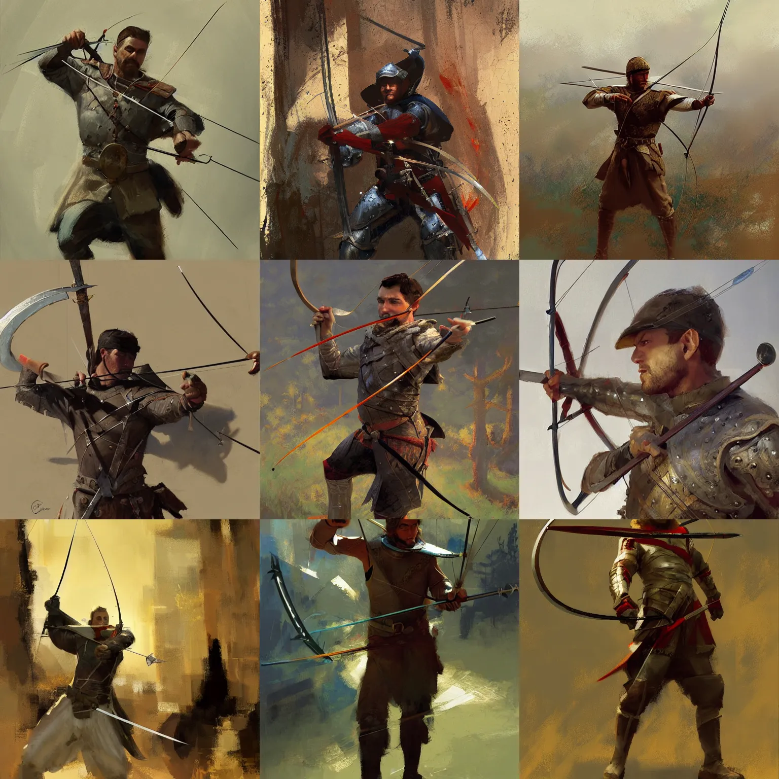 Prompt: medieval archer by craig mullins