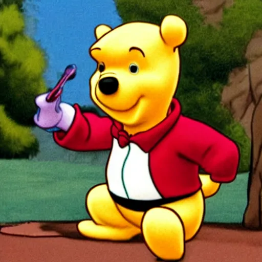 Prompt: Walter white as Winnie the Pooh, photo