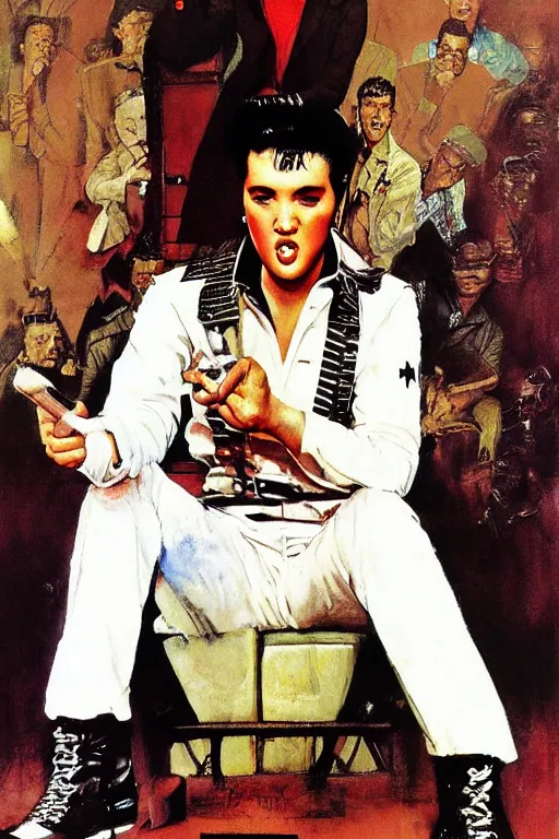 Image similar to elvis presley painted by norman rockwell