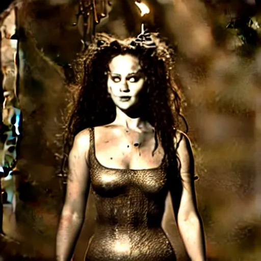 Image similar to jennifer lawrence as the bride of frankenstein, relistic,