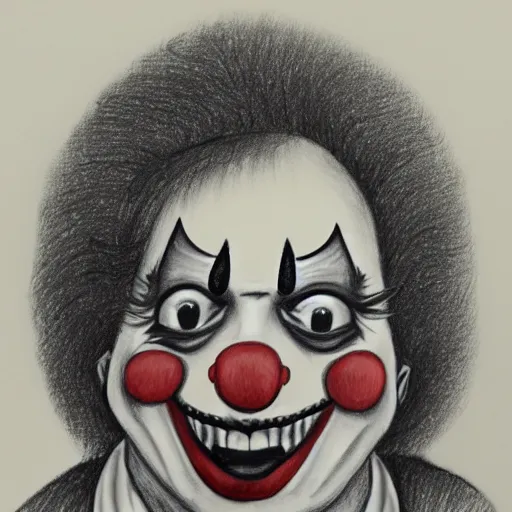 Prompt: drawing of a clown by jaime hewlett