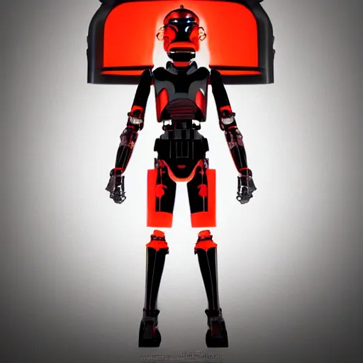 Prompt: Pixar, Star Wars, Marvel, orange + black + red + white ant head superhero, wearing futuristic cybernetic battle armor, full body, dramatic lighting, portrait, realistic reflection