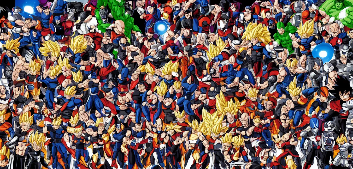 Prompt: the avengers in the style of Dragonball z characters, anime, 8k resolution digital art