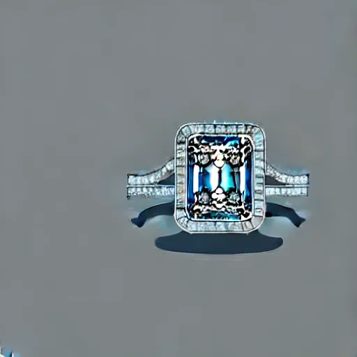 Image similar to wedding ring with two diamonds outside and one in the middle, realistic, hyper detailed, concept art, victorian, multiple angles, schematic