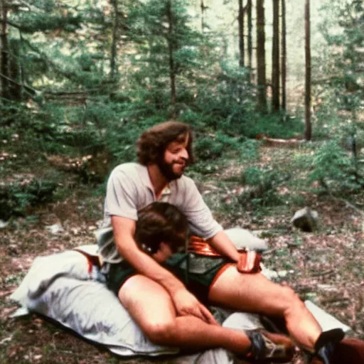 Image similar to gay couple camping together in the 7 0 s