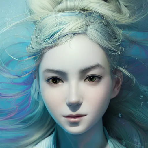 Prompt: the portrait of a blueberry that resembles an absurdly beautiful, graceful, elegant, sophisticated irene girl with tears, an ultrafine hyperdetailed illustration by kim jung gi, irakli nadar, intricate linework, bright colors, octopath traveler, final fantasy, unreal engine 5 highly rendered, global illumination, radiant light, detailed and intricate environment