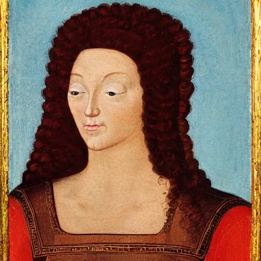 Image similar to portrait of a beautiful medieval noble woman with dark red hair, high cheekbones and fair skin