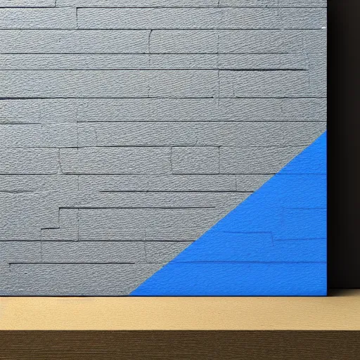 Image similar to a piece of cardboard with a grid of blue tape on it leaning on a gray wall, realistic painting