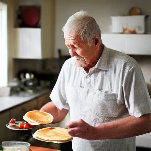 Image similar to old guy cooking pancakes