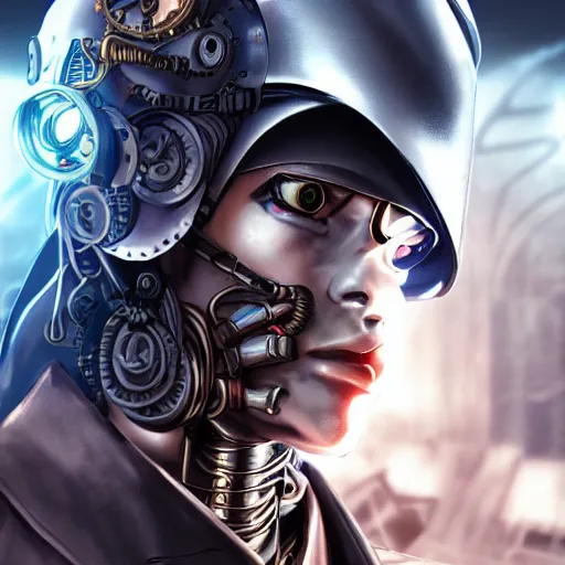 Prompt: steampunk cyborg man, anime, portrait, finely detailed, cinematic lighting,