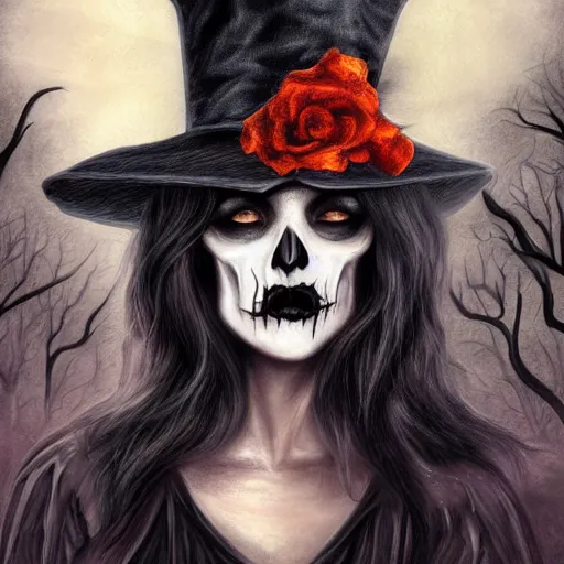 Prompt: spooky wicher hat hallowen, digital art, highly detailed, illustration, elegant, digital painting 4K UHD image