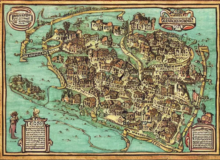 Prompt: the town of yelm, medieval map