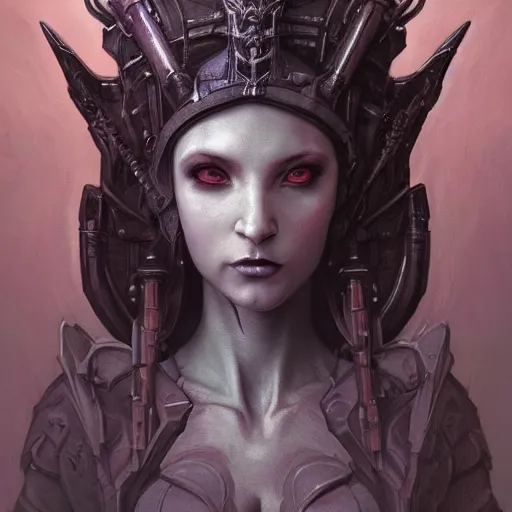 Image similar to Portrait of beautiful pale warhammer 40000 goth maiden, dark fantasy, red light, digital illustration, intricate, highly detailed, smooth, artstation, painted by Wayne Barlowe and Greg Rutkowski and zdislav beksinski and Ruan Jia and Mandy Jurgens and Artgerm and william-adolphe bouguereau